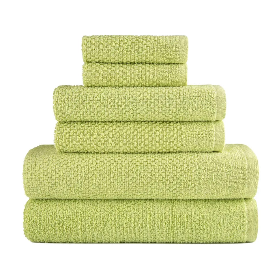 6-Piece: Dan River Popcorn Cotton Bath Towel Set Low Pice For Sale