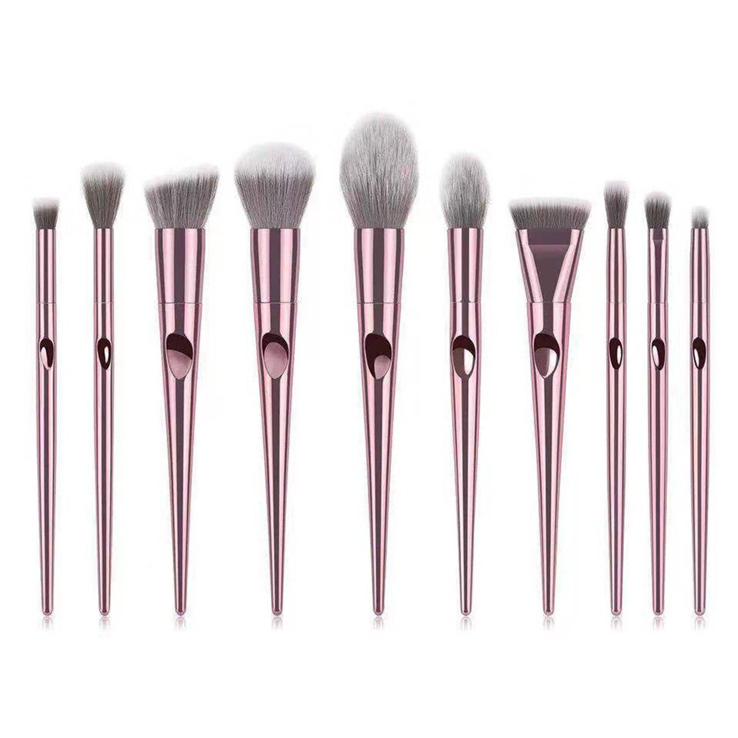 10-Piece: Metallic Premium Cosmetic Makeup Brushes Set Low Cost Sale Online