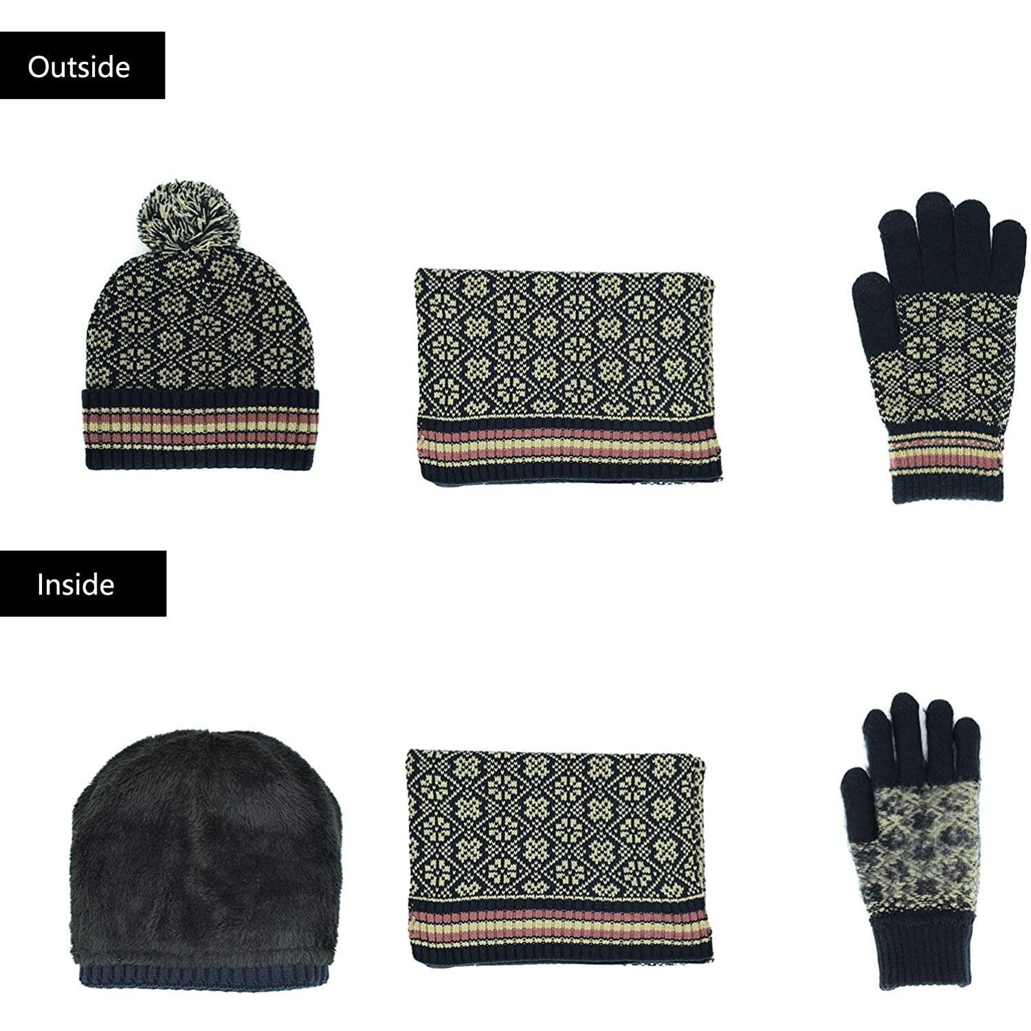 3-in-1 Soft Warm Thick Cable Knitted Beanie Hat Scarf and Gloves Winter Set Cheap Official