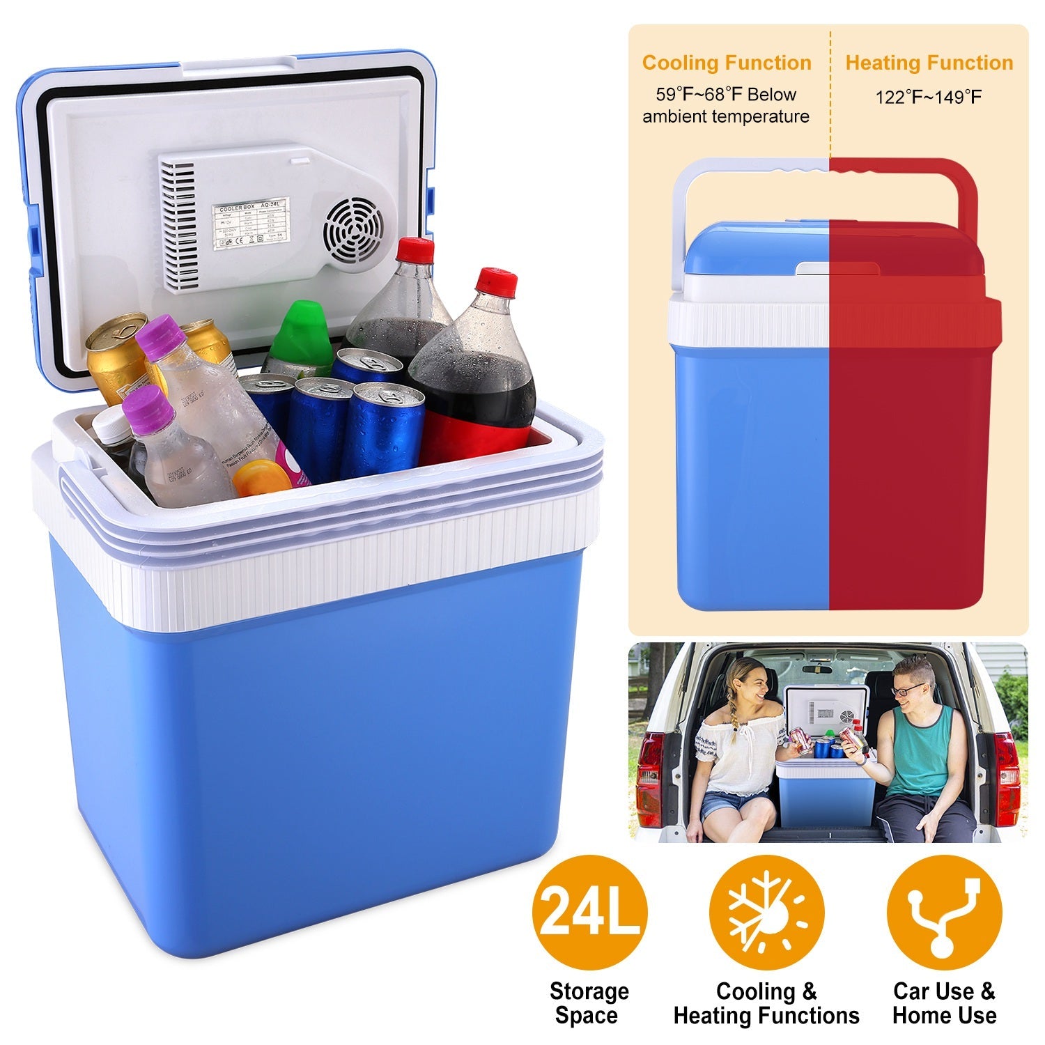 24L 12V Car Portable Refrigerator Travel Cooler Top Quality Sale Online