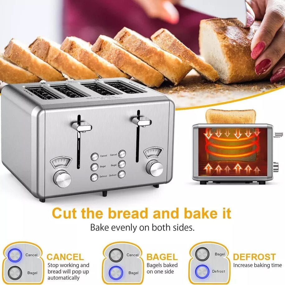 Whall KST023GU 4 Slice Toaster Whall Stainless Steel Toaster 1500W Shipping Outlet Store Online