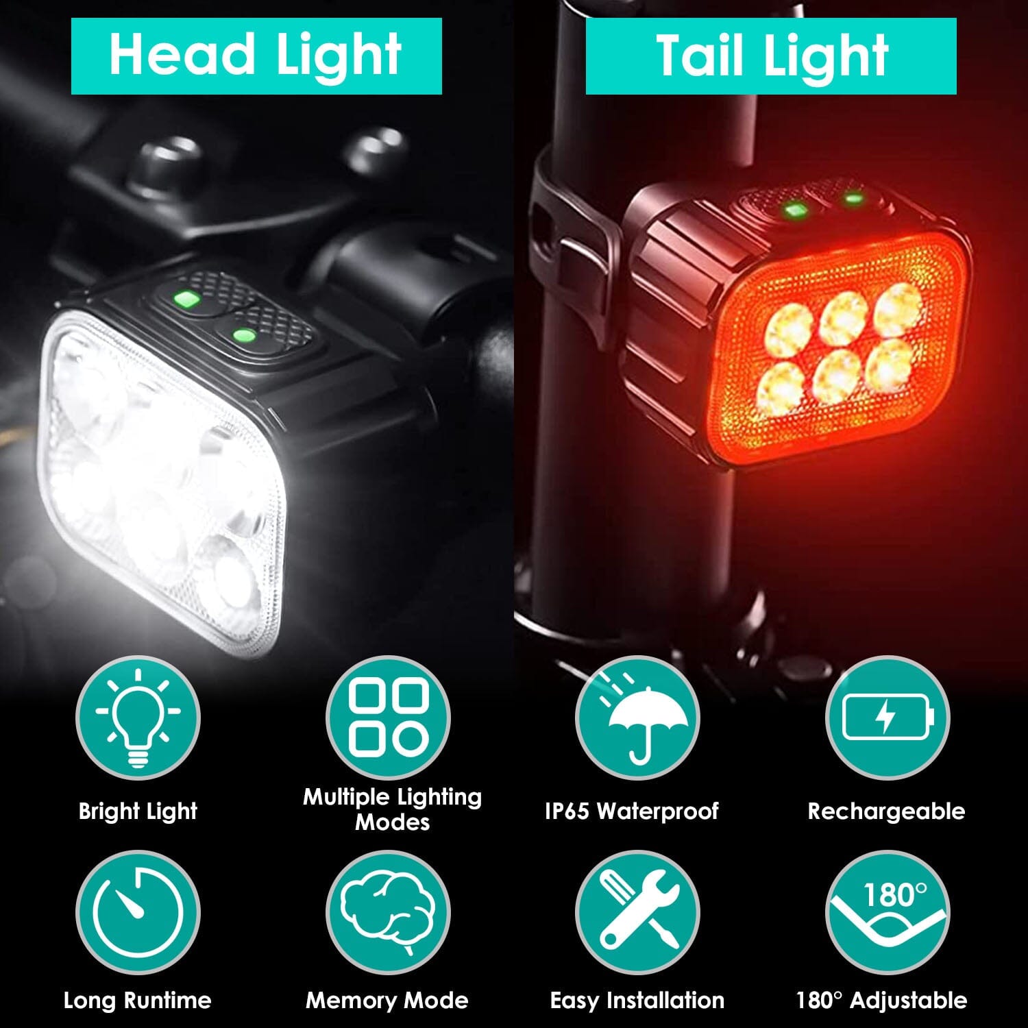 Bike Headlight TailLight IP65 Waterproof Anti-Drop Rechargeable Bicycle Light Set Buy Cheap Best Wholesale