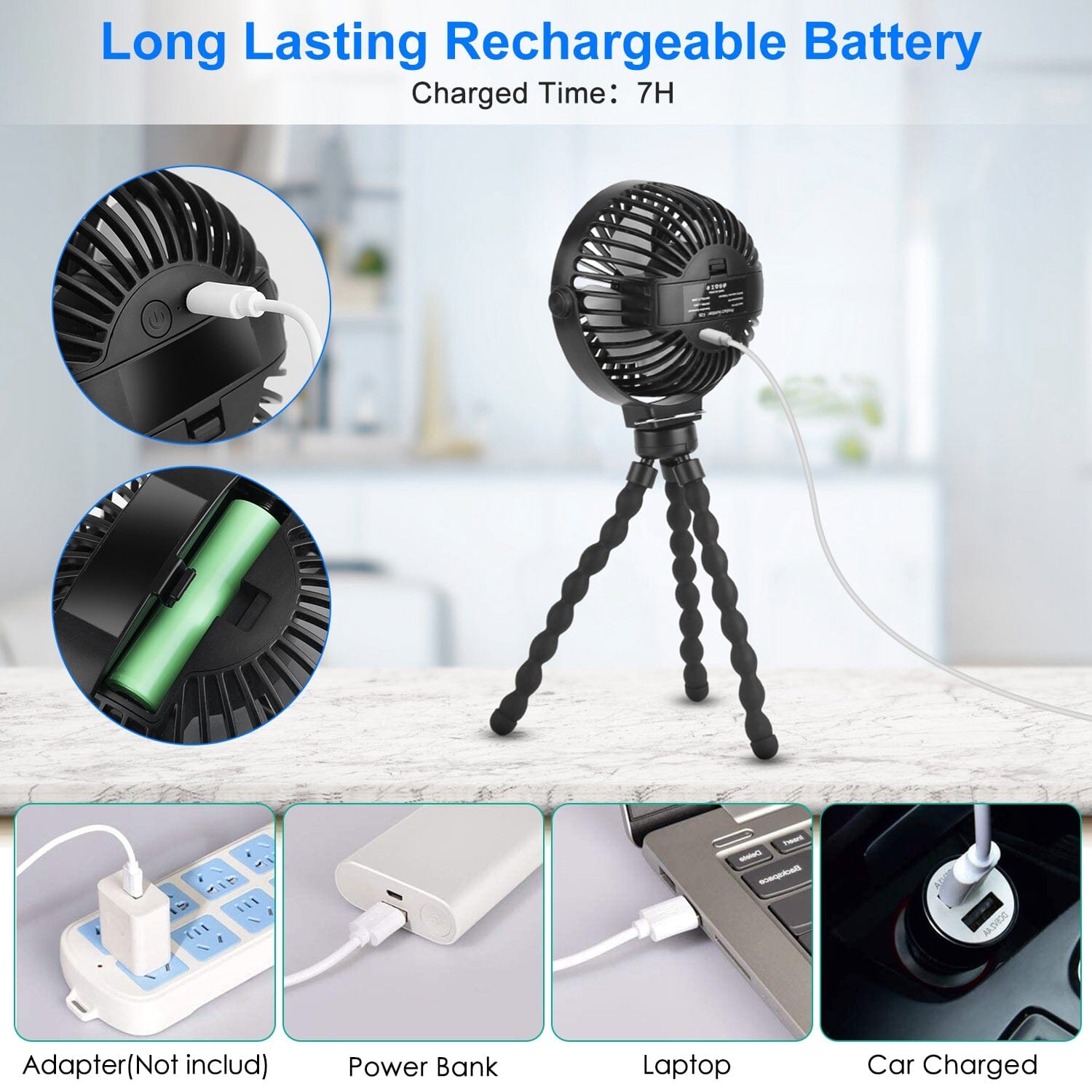 Rechargeable Handheld Fan with Flexible Tripod Buy Cheap Newest