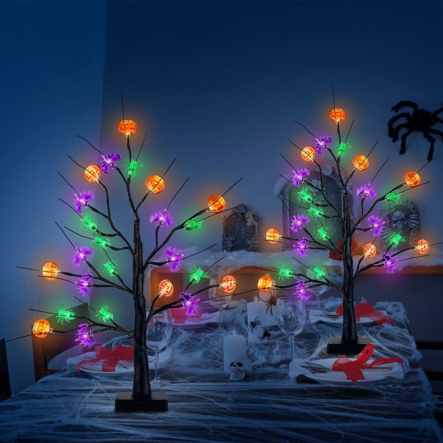 2-Pack: Lighted Halloween Trees with Timer and Adjustable Twigs Discount Nicekicks