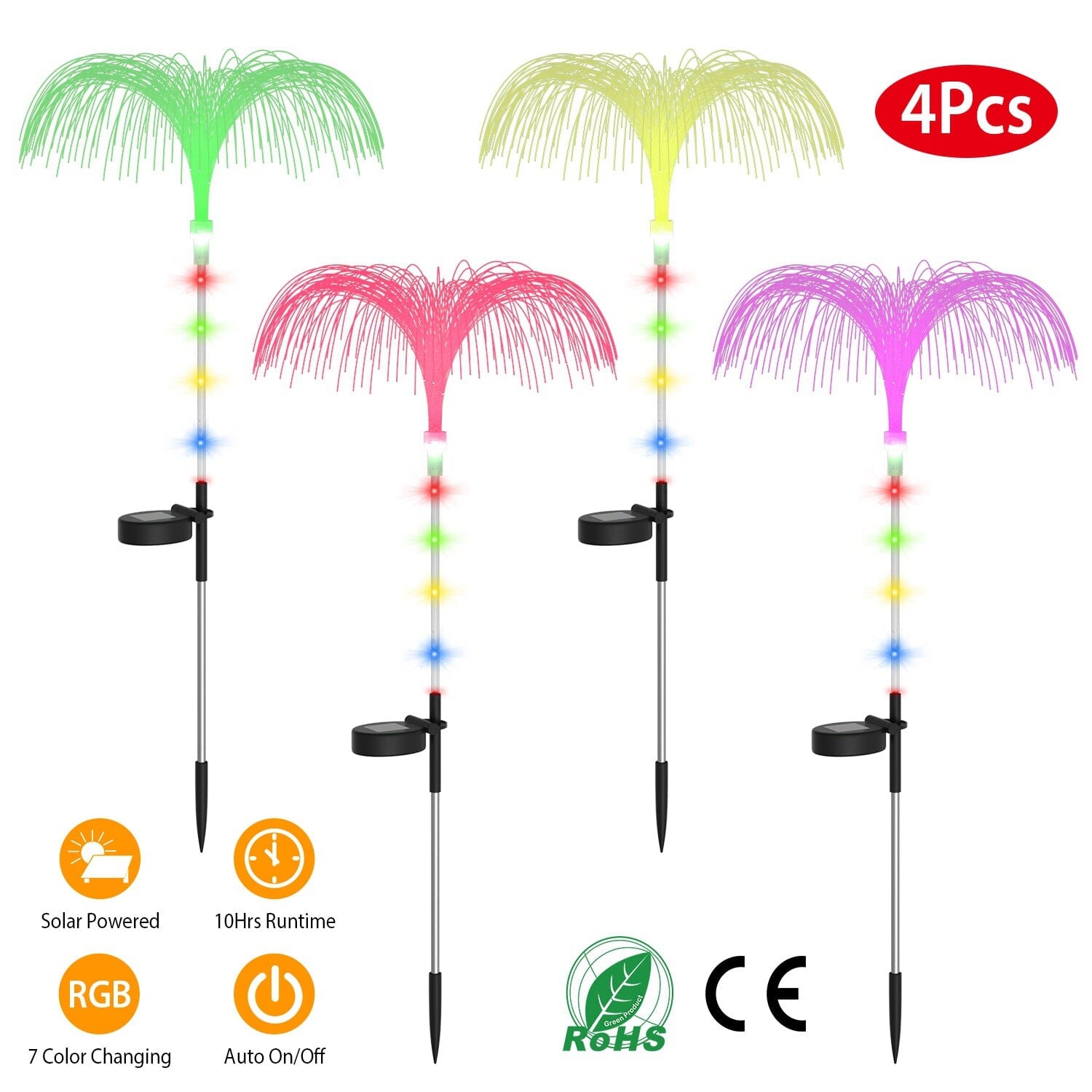 4-Piece: Solar Powered Jellyfish Lights Factory Outlet Cheap Online