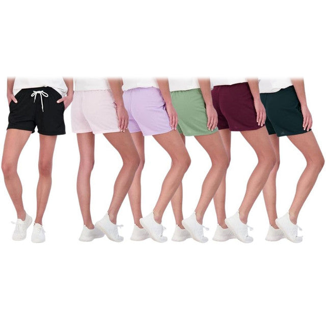 6-Pack: Women's Cotton French Terry Shorts with Pockets Best Place To Buy Online