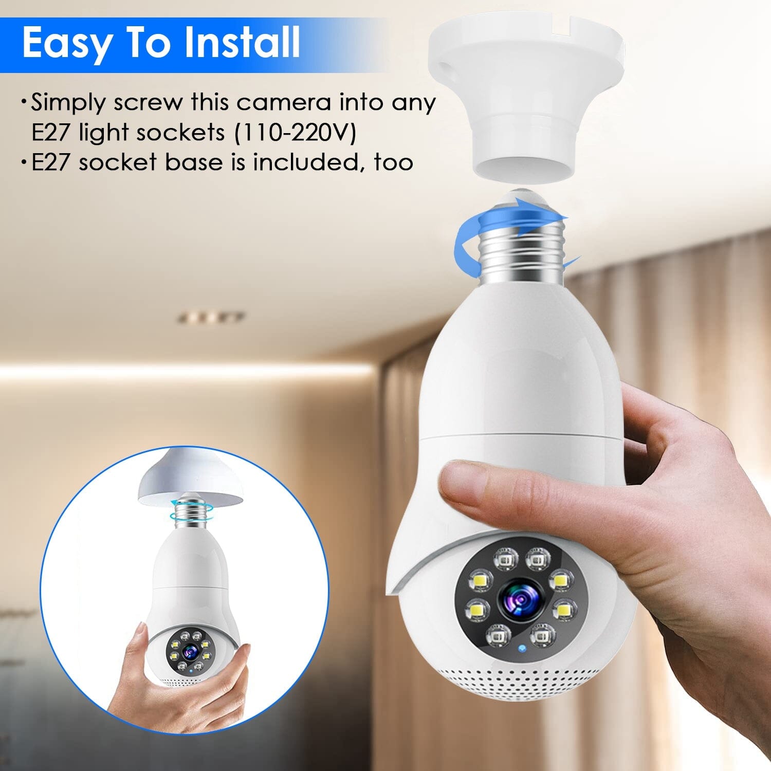 E27 WiFi Bulb Camera 1080P FHD WiFi IP Pan Tilt Security Surveillance Camera Inexpensive Sale Online