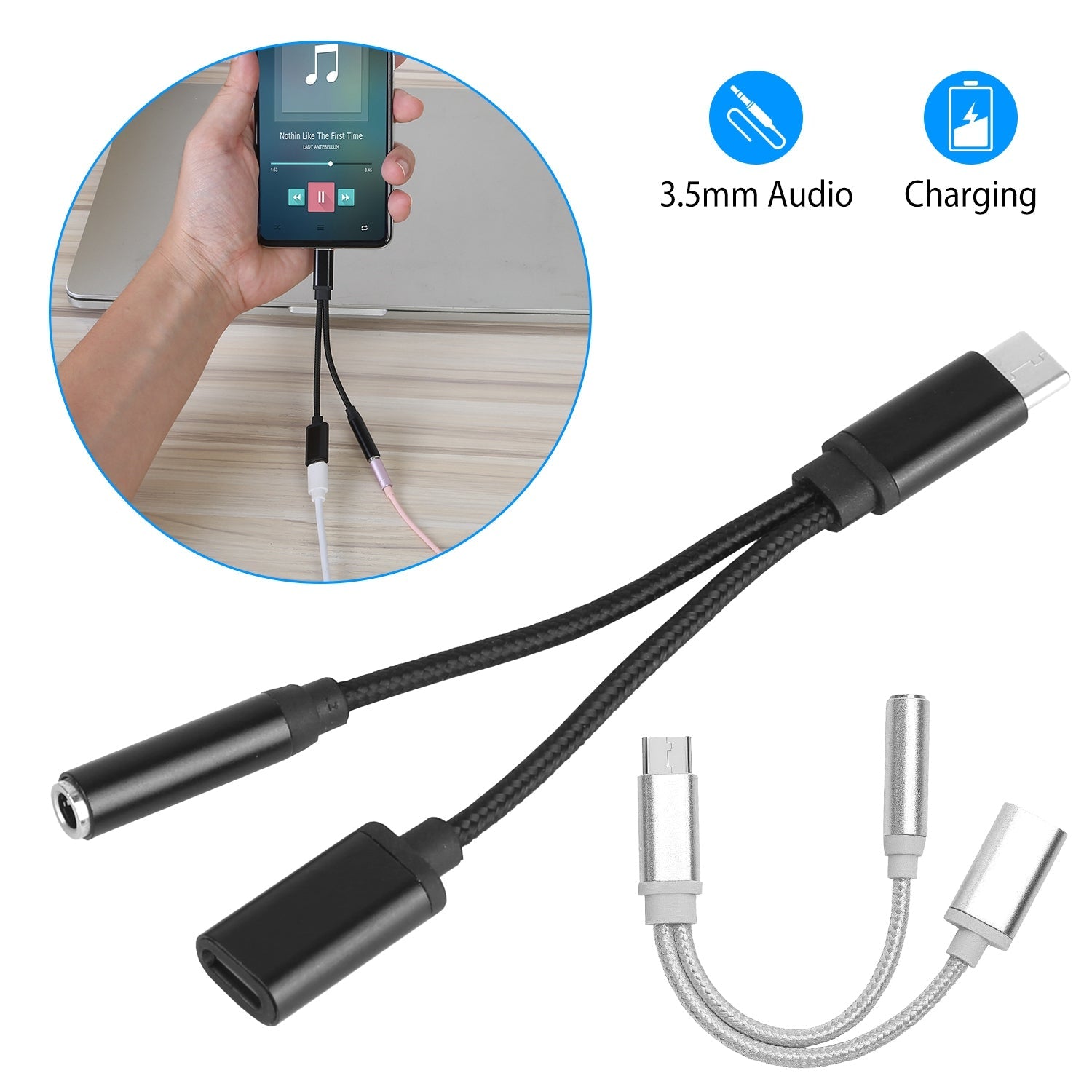 USB Type-C to 3.5mm Aux Audio Charging Adapter Braided Headphone Jack Splitter Cable Footlocker Finishline Cheap Pice