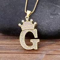 Stainless Steel Gold Overlay Hip Hop Crown A-Z Letters Necklace for Men and Women Outlet Buy