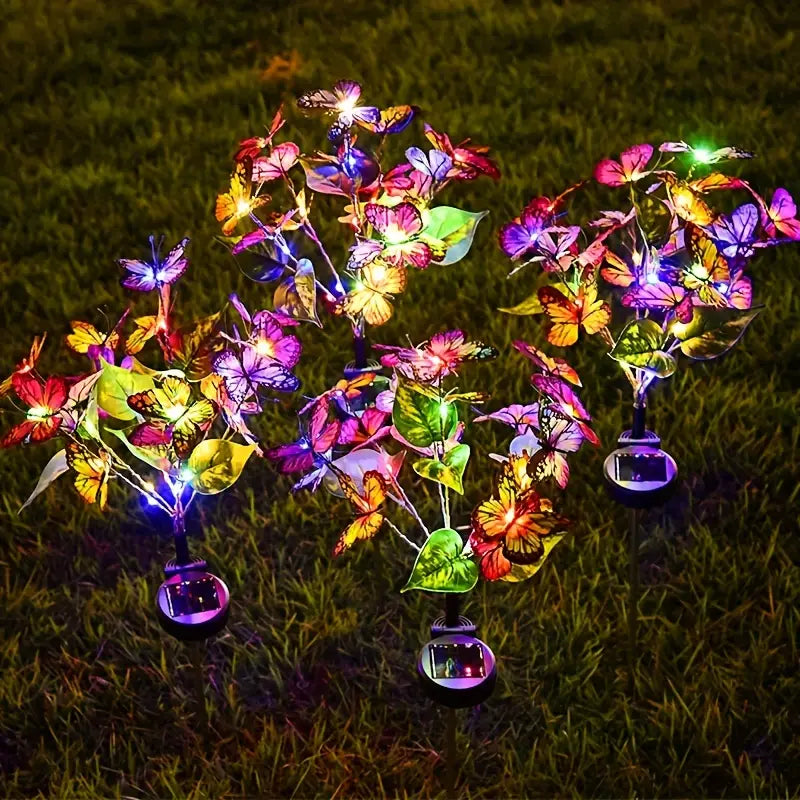 2-Pack: Solar-Powered Butterfly Flower Lamp Discount View