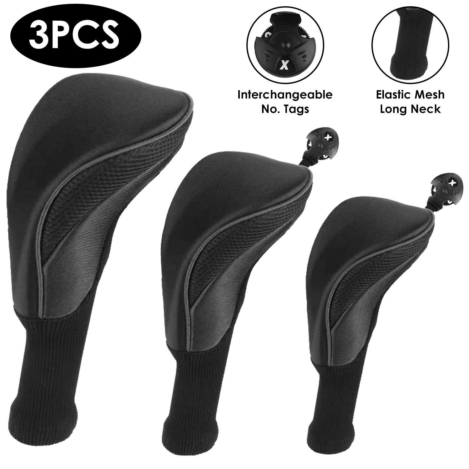 3-Piece: Long Neck Mesh Golf Club Head Cover Fashionable For Sale