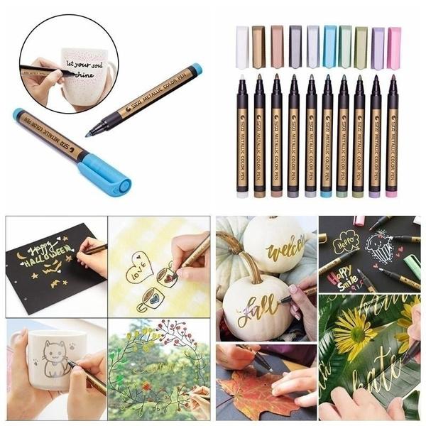 10-Piece: Metallic Paint Marker Pen Permanent Discount Wholesale