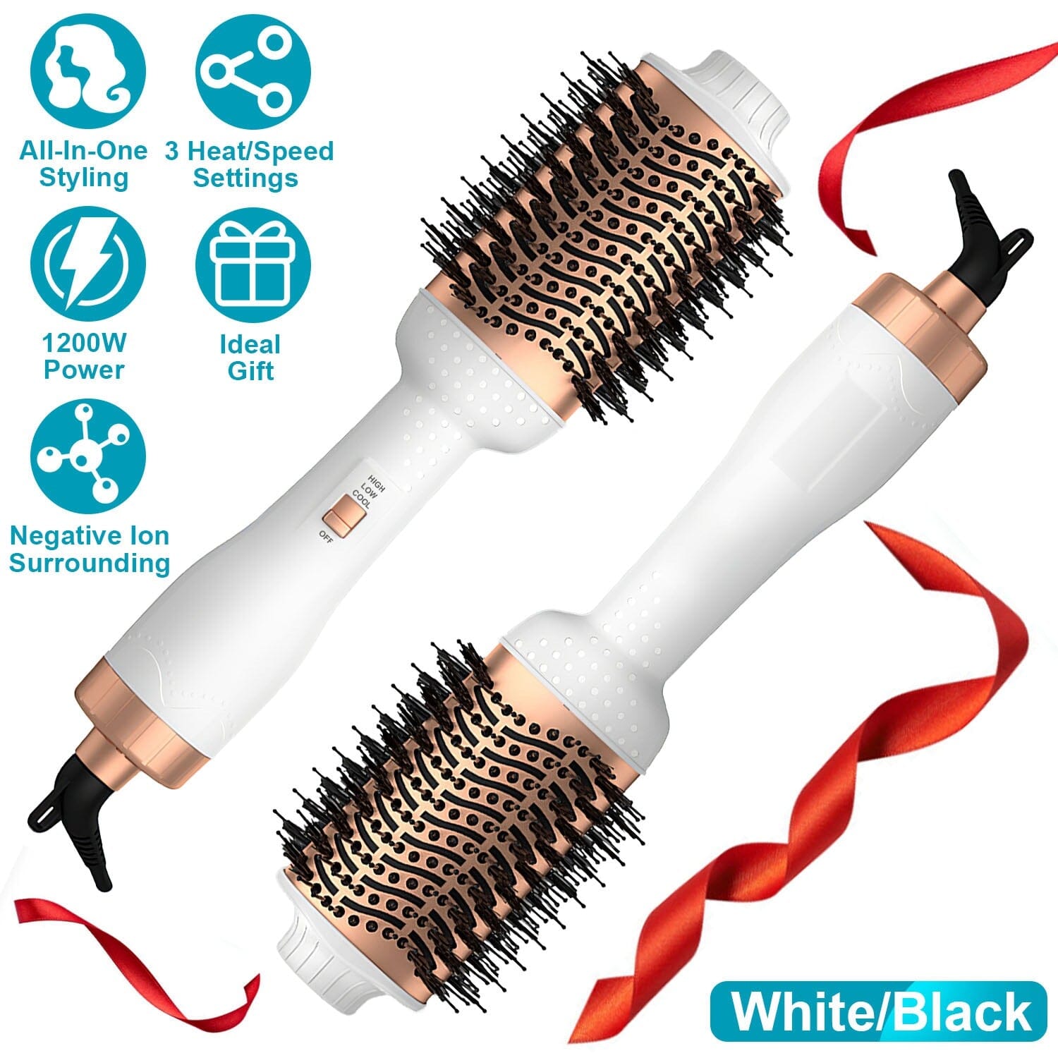 4-in-1 Hari Dryer Brush Curling Styler Volumizer Straightener Negative Ion Anti-Frizz 2025 New