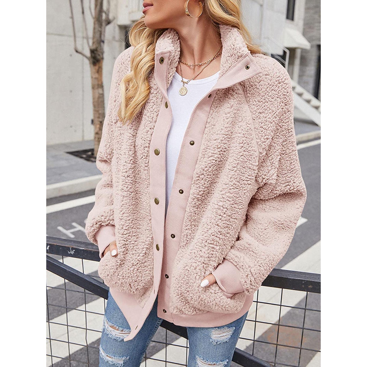 Womens Winter Sherpa Fleece Button Jacket Coat Cheap Sale Get Authentic