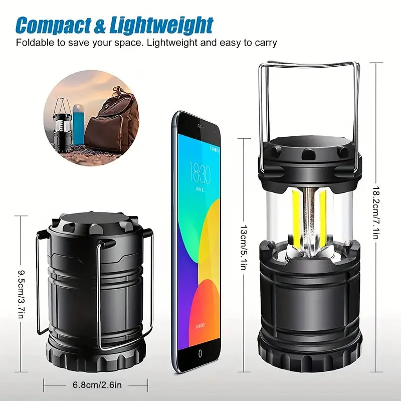 2-Pieces: Super Bright LED Camping Lantern - Portable and Collapsible Emergency Flashlight with Battery Power Buy Cheap Countdown Package