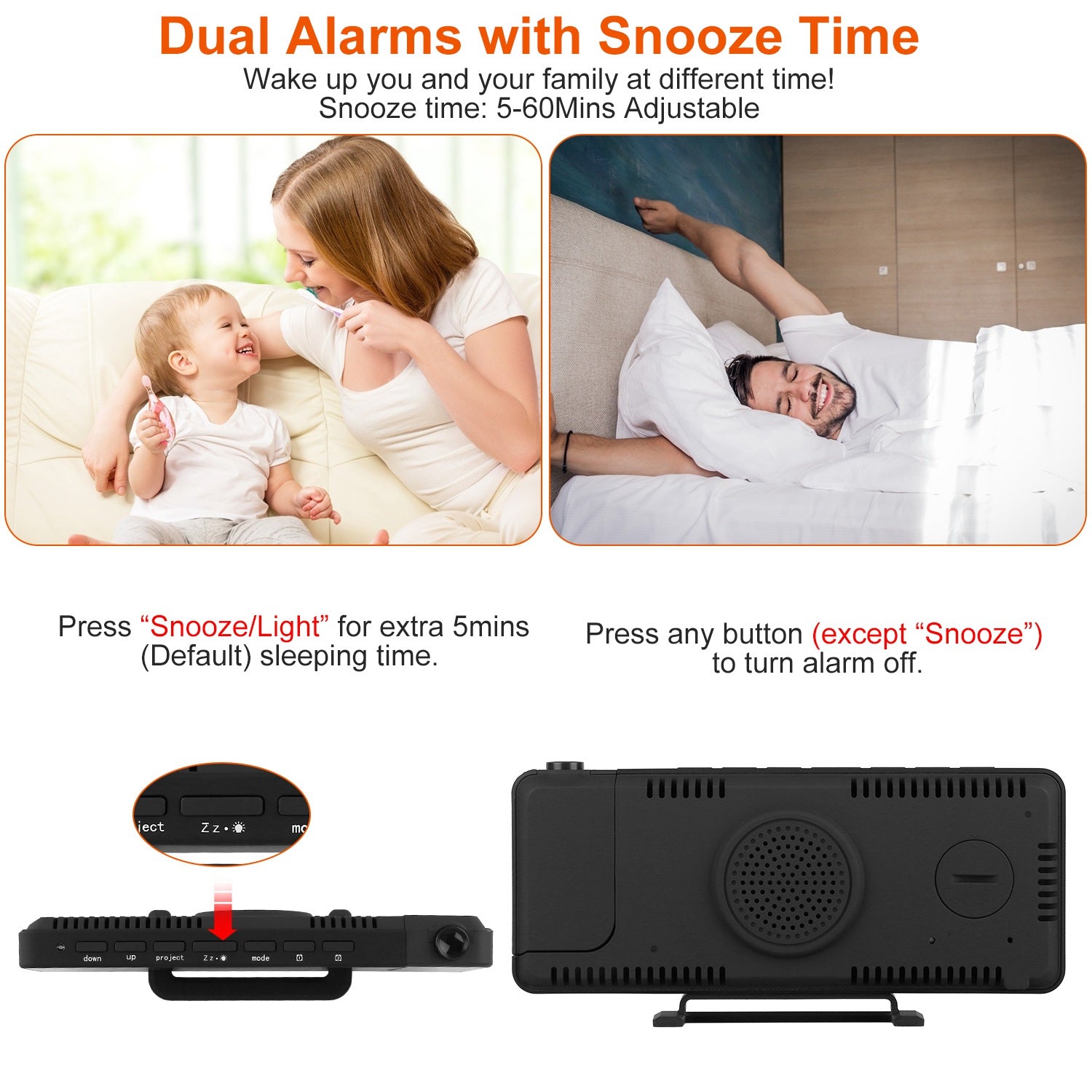 Projection Alarm Clock LED Digital Alarm Clock with Dual Alarms Snooze Sale 2025 Unisex