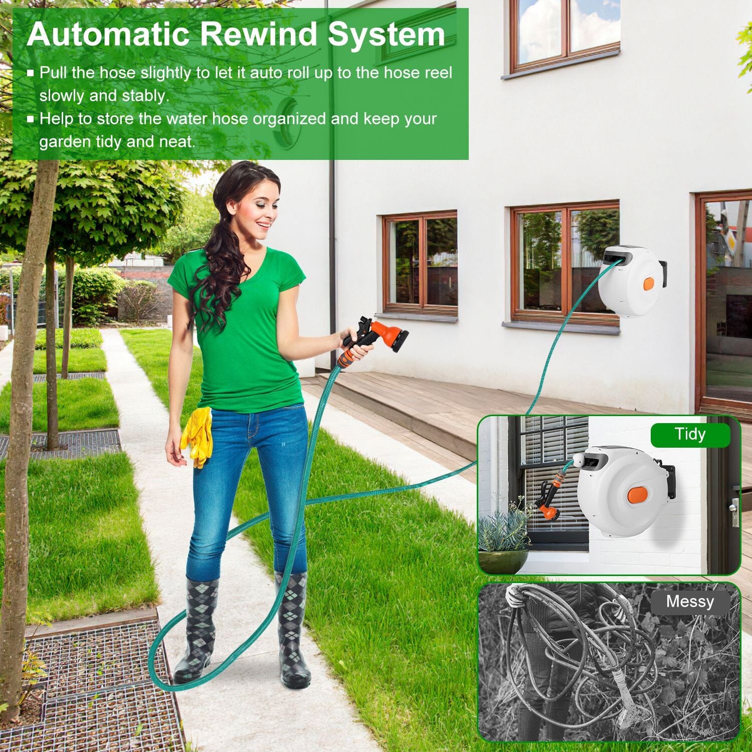 Wall Mounted Automatic Retractable Garden Hose Reel Fashionable Sale Online