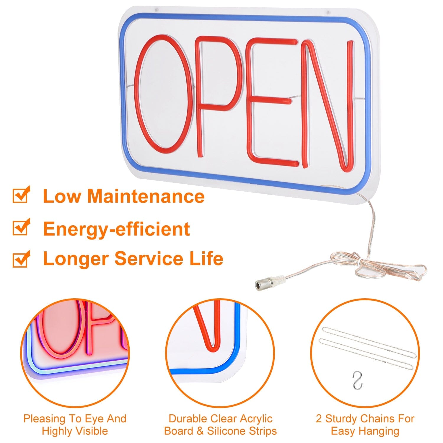 LED Open Sign Advertisement Board with 11 Levels Adjustable Brightness Clearance Footaction