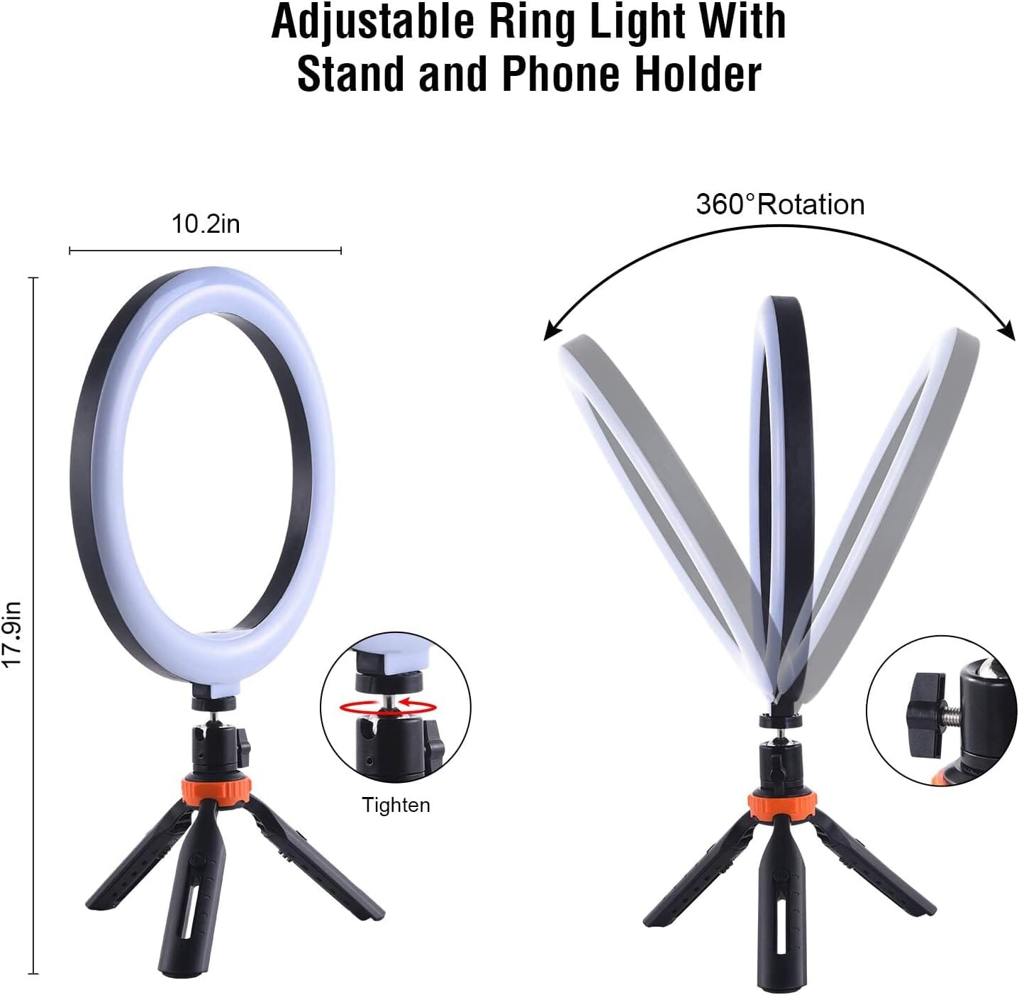 10 LED Ring Light, Selfie Ring Light with Stand and Phone Holder, 11 Brightness Levels (Refurbished) Free Shipping Manchester Great Sale