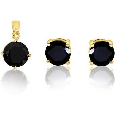 4ct Gold Filled High Polish Finish Genuine Black Round Set Charm and Earrings Outlet Countdown Package