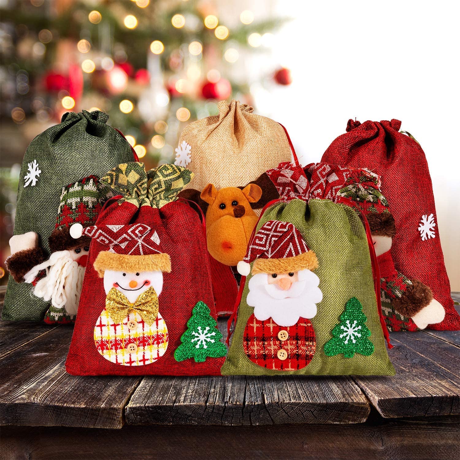 5-Pack: Drawstring Christmas Bags Footlocker Pictures Cheap Online