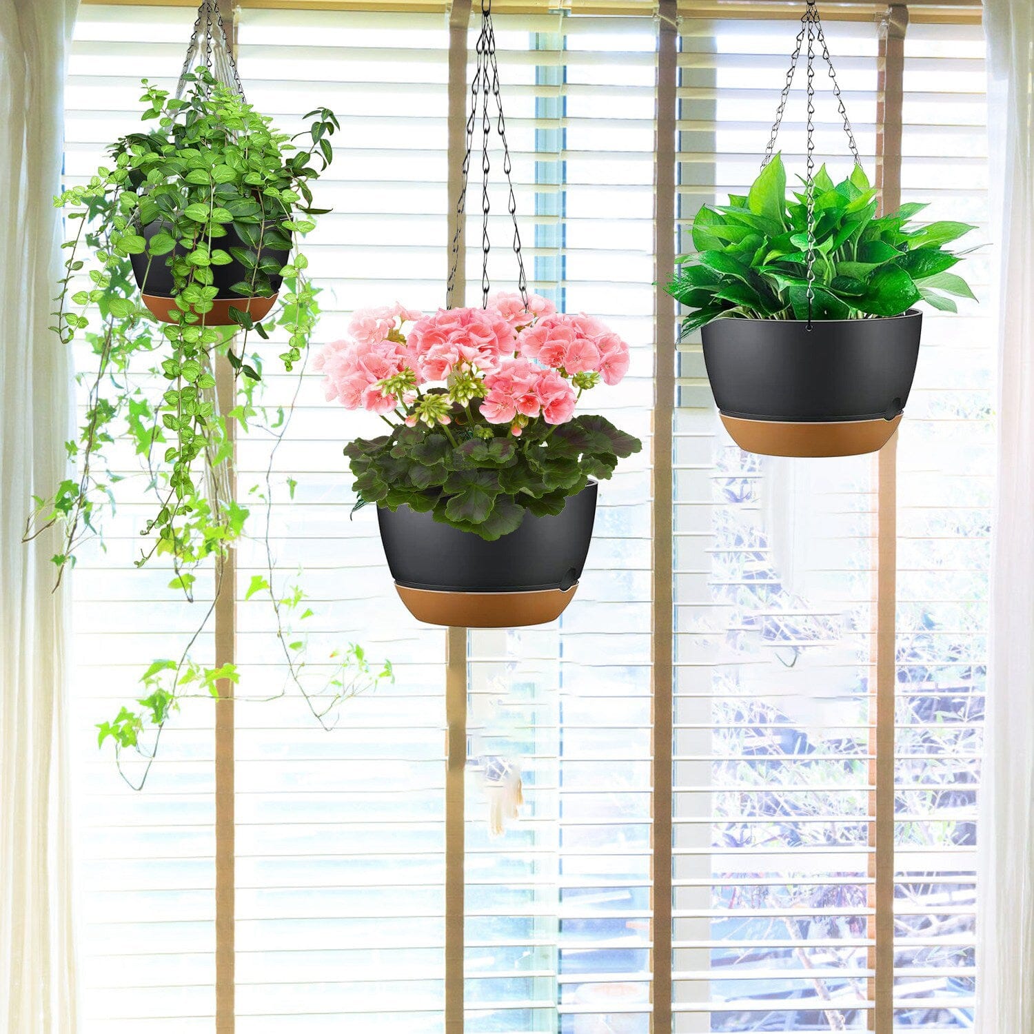 4-Piece: 9.64 Diameter Hanging Planter with Drainage Holes Free Shipping Cheap Pice