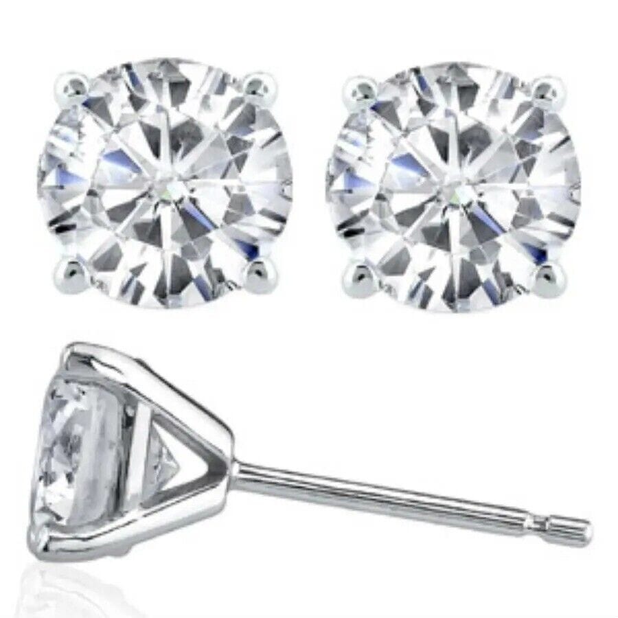 Martini 6.00 Ct D Vs1 Round Lab Created Diamond Earrings 4 Prong 14 K White Gold Cheap Very Cheap