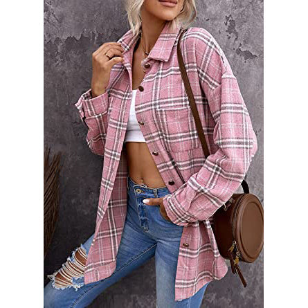 Women's Fall Clothes Plaid  Jacket Long Sleeve For Sale Wholesale Pice