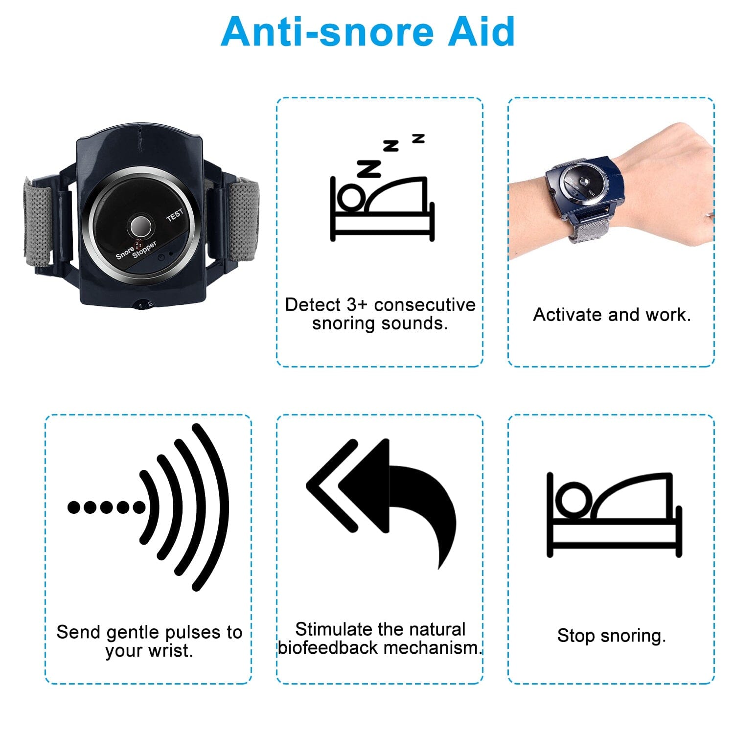 Anti-Snore Infrared Wristband with Conductive Film From China Cheap Pice