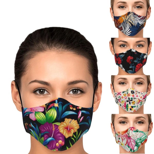 5-Pieces: Fashion Cotton Face Mask Floral Print Half Face Mouth Muffle Masks Health Outlet Sast