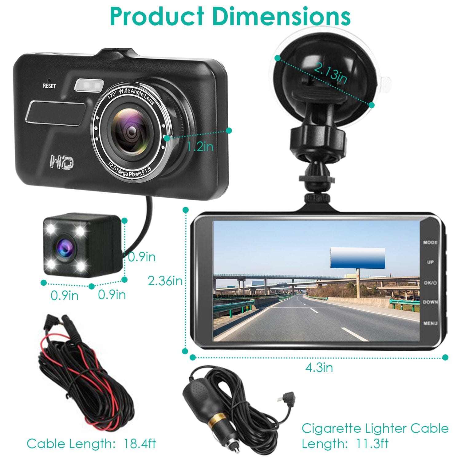 1080P 4-Inch Touch Screen Dual Dash Cam Free Shipping Supply