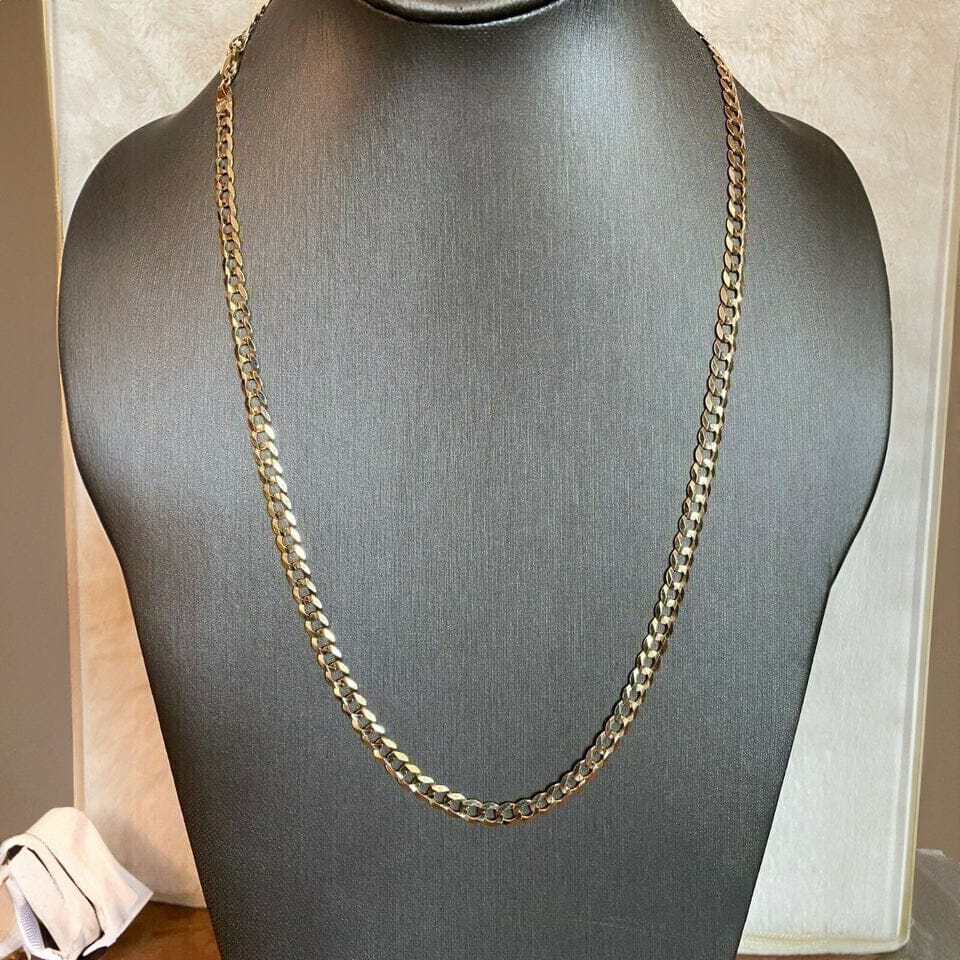 10k Yellow Gold 5MM Curb Chain Cuban Link Necklace 16-30 Made In Italy Outlet New Arrival