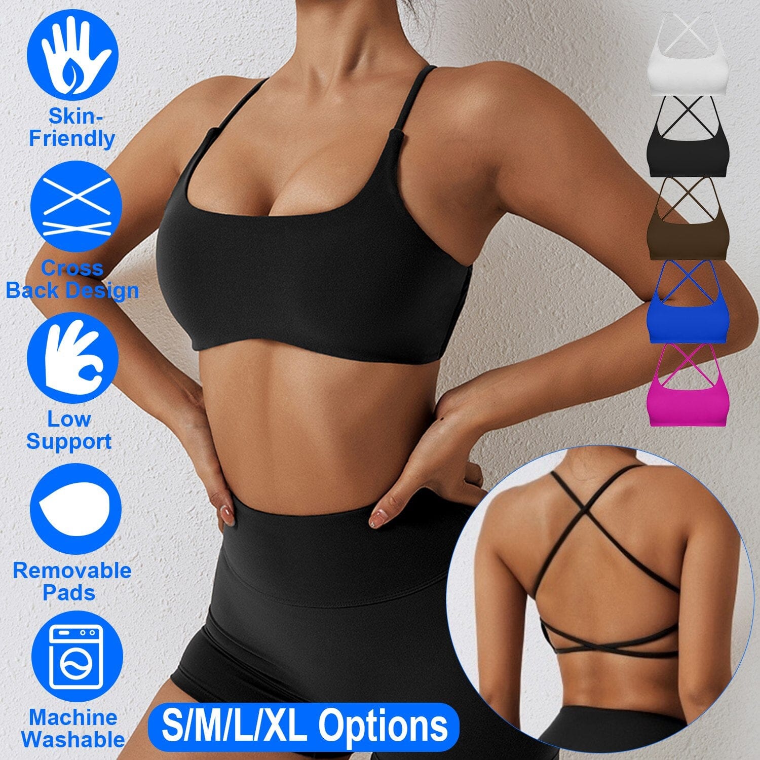 Women Cross Back Sport Bras Padded with Removable Pads Thin Straps Cheap Sale With Mastercard