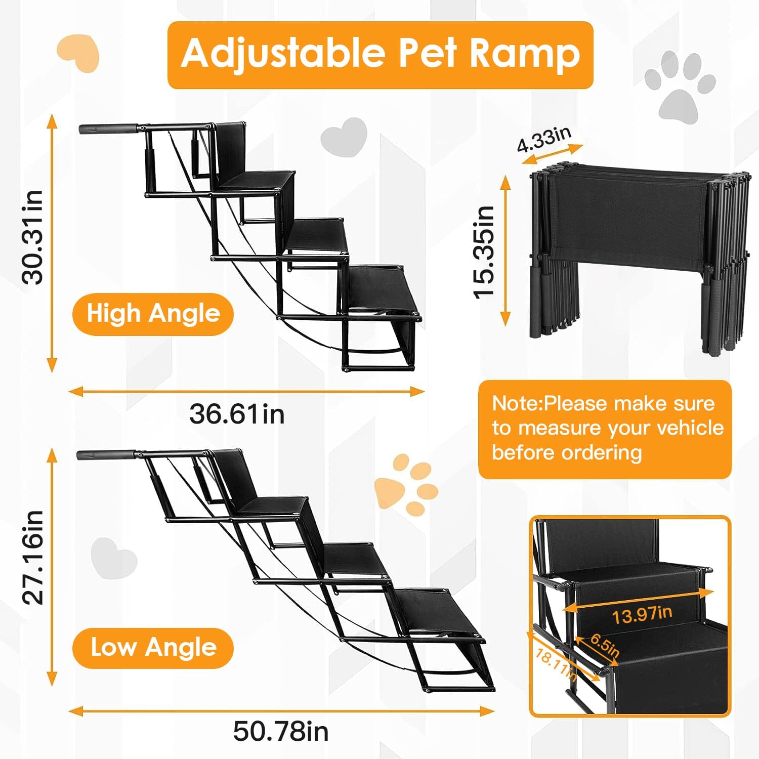 Foldable Dog Ramp 4 Step Collapsible Non Slip Stairs Discount Wholesale