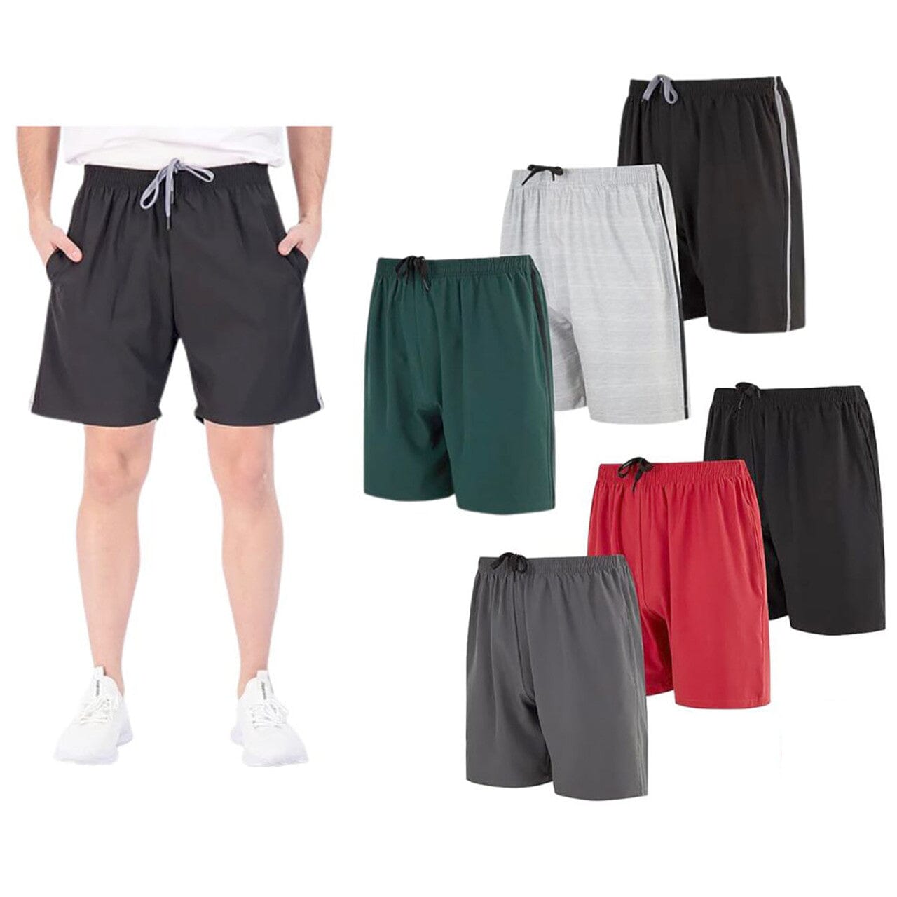 6-Pack: Men’s Active Woven Shorts with Zipper Pocket Free Shipping Top Quality