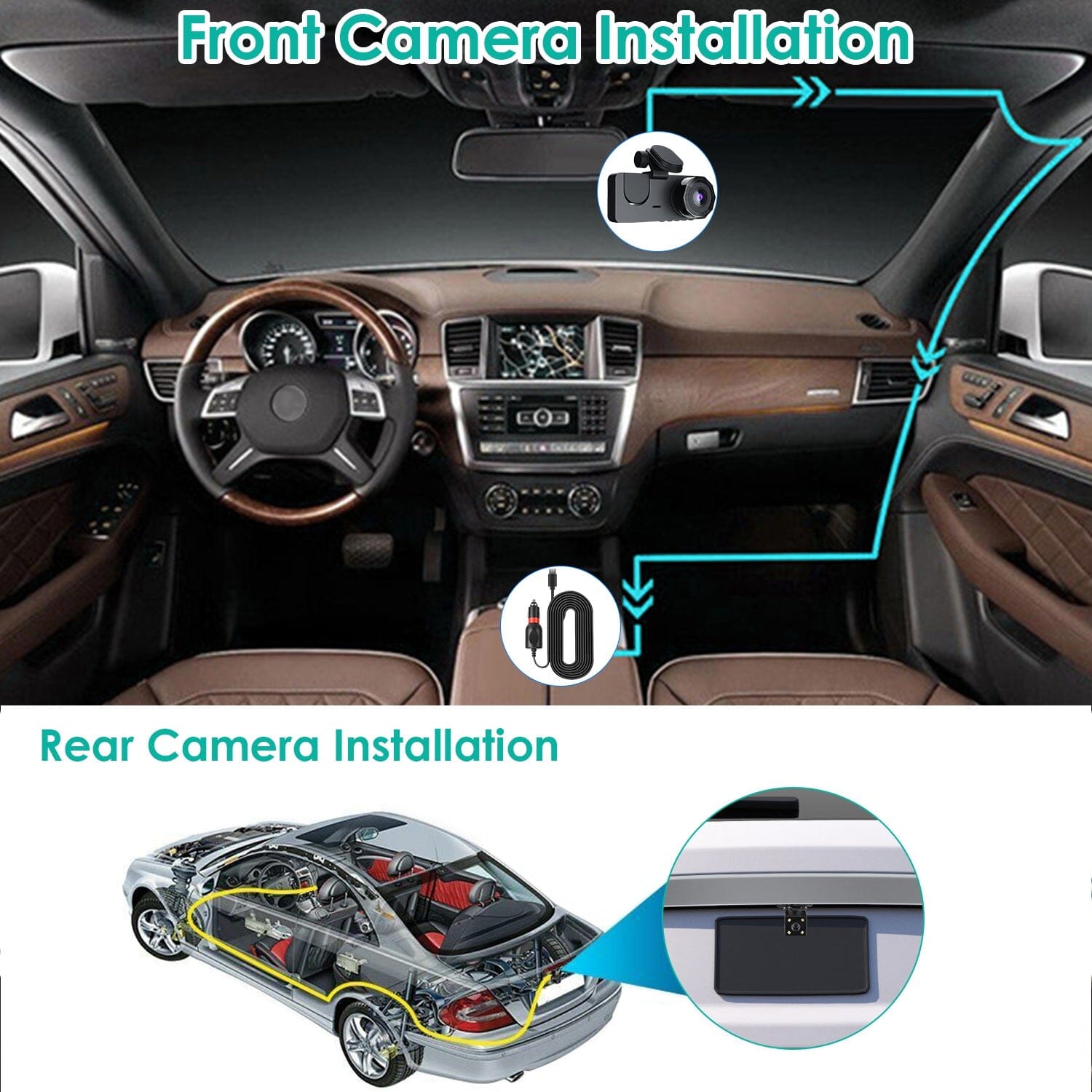 3 Channel Dash Cam Front Inside Rear Vehicle Driving Recorder Car DVR For Sale Online