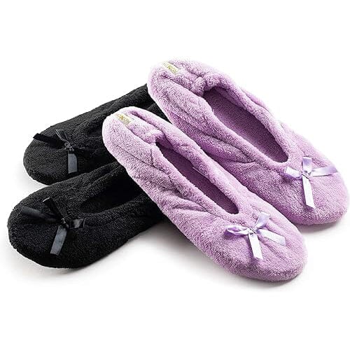 2-Pairs: Roxoni Women's Terry Classic Cotton & Velour Ballerina Slippers Cheap Low Shipping