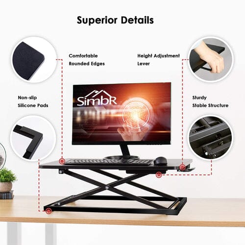 32 Height Adjustable Stand Up Desk Converter Gas Spring Desk Riser Converter Sit to Stand Clearance Geniue Stockist