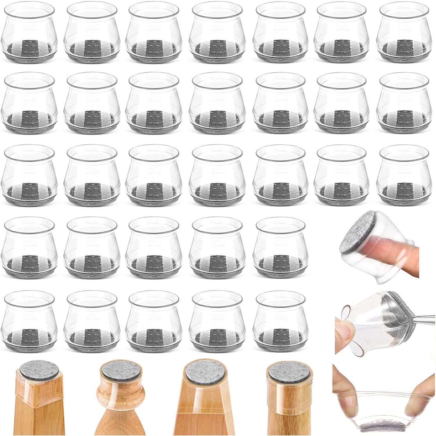 32-Piece: Clear Chair Leg Floor Protectors Buy Cheap 100% Original