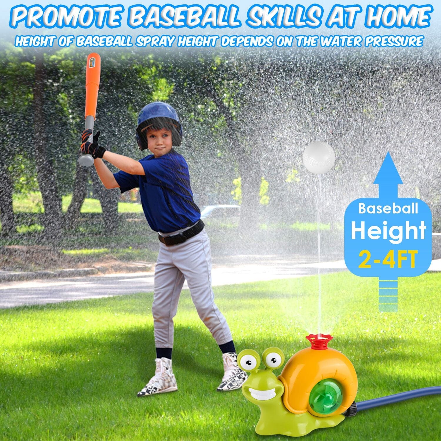 2-in-1 Snail Water Sprinkler Baseball Toy with 2 Sprinkler Nozzles Fashionable Cheap Online