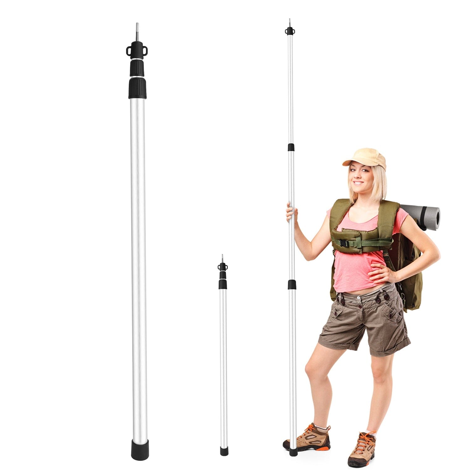 2-Piece: Telescoping Tarp Poles Portable Aluminum Awning Poles Cheap Geniue Stockist