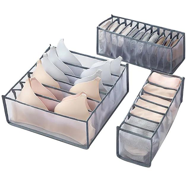 Foldable Underwear Storage Box Magic Mesh Transparent Plaid Fabric Cheap Pirce