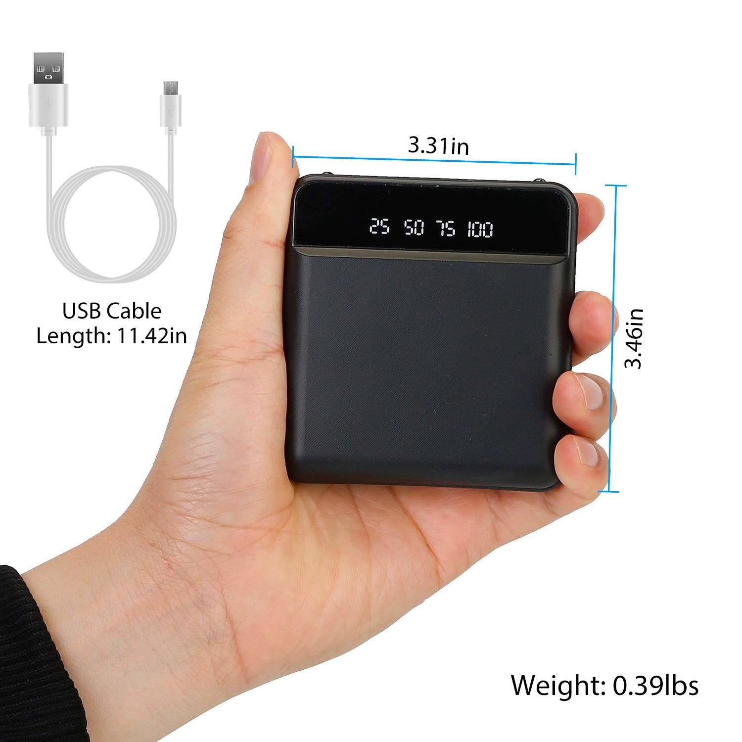 10000 mAh Portable Powerbank Mini with Dual USB Ports LCD Display Cheap With Credit Card