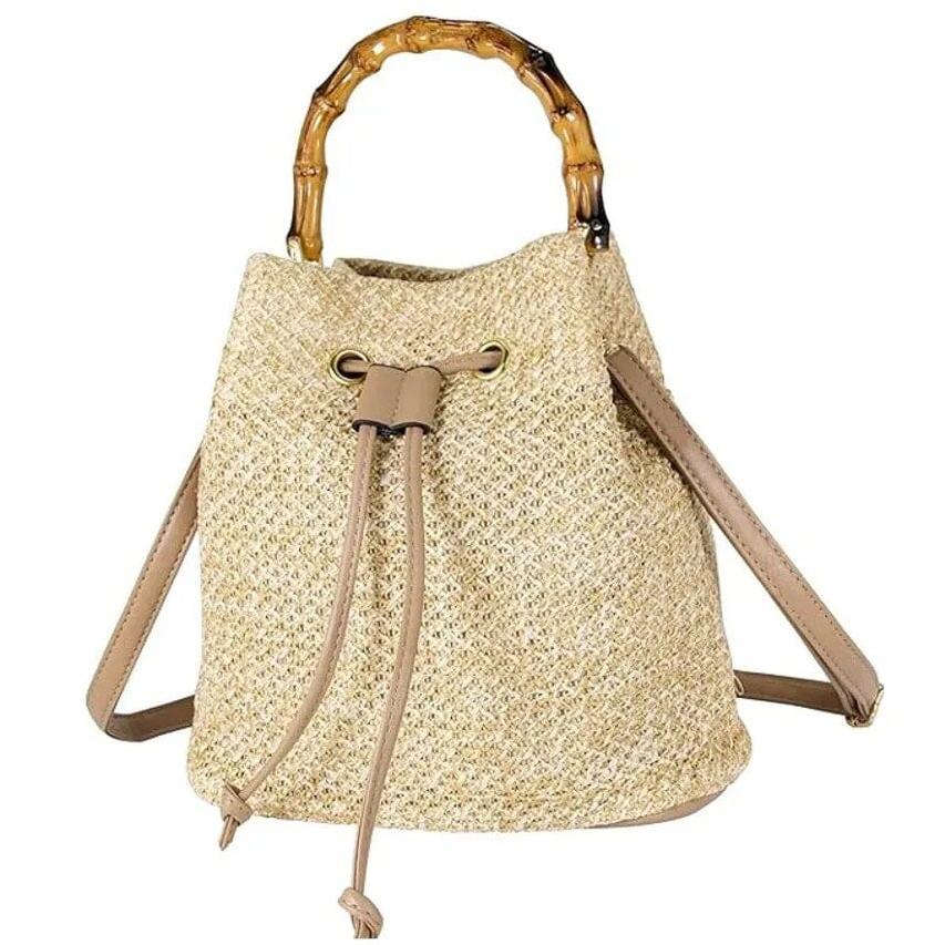 Bamboo Handle Women Crossbody Bucket Handbag Purse How Much Cheap Online