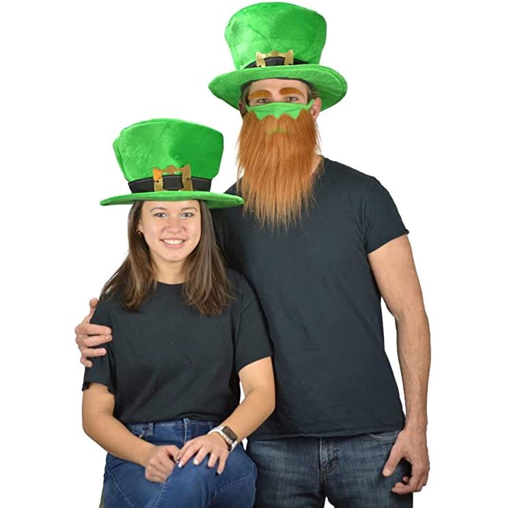 St. Patrick's Day Beard Face Mask and Green Hat Leprechaun Costume for Adults Sast Cheap Pice