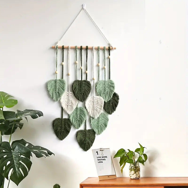 Handwoven Cotton Rope Leaf Tapestry Cheap Sale Visit New