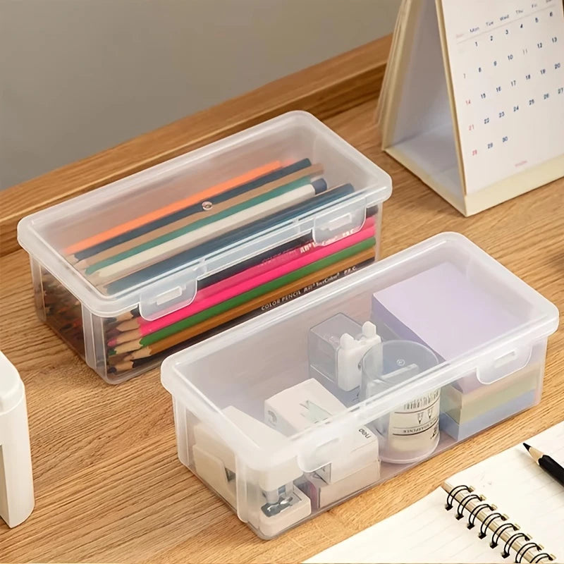 2-Pack: Extra Large Capacity Plastic Pencil Box Stackable Translucent Clear Pencil Box Shop Offer Online