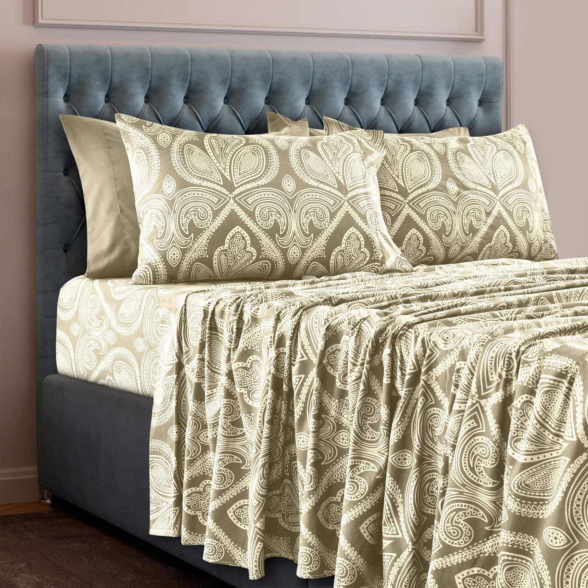 6 Piece Paisley Printed Sheet Set Bed Sheets Deep Pocket Bedding For Sale Online