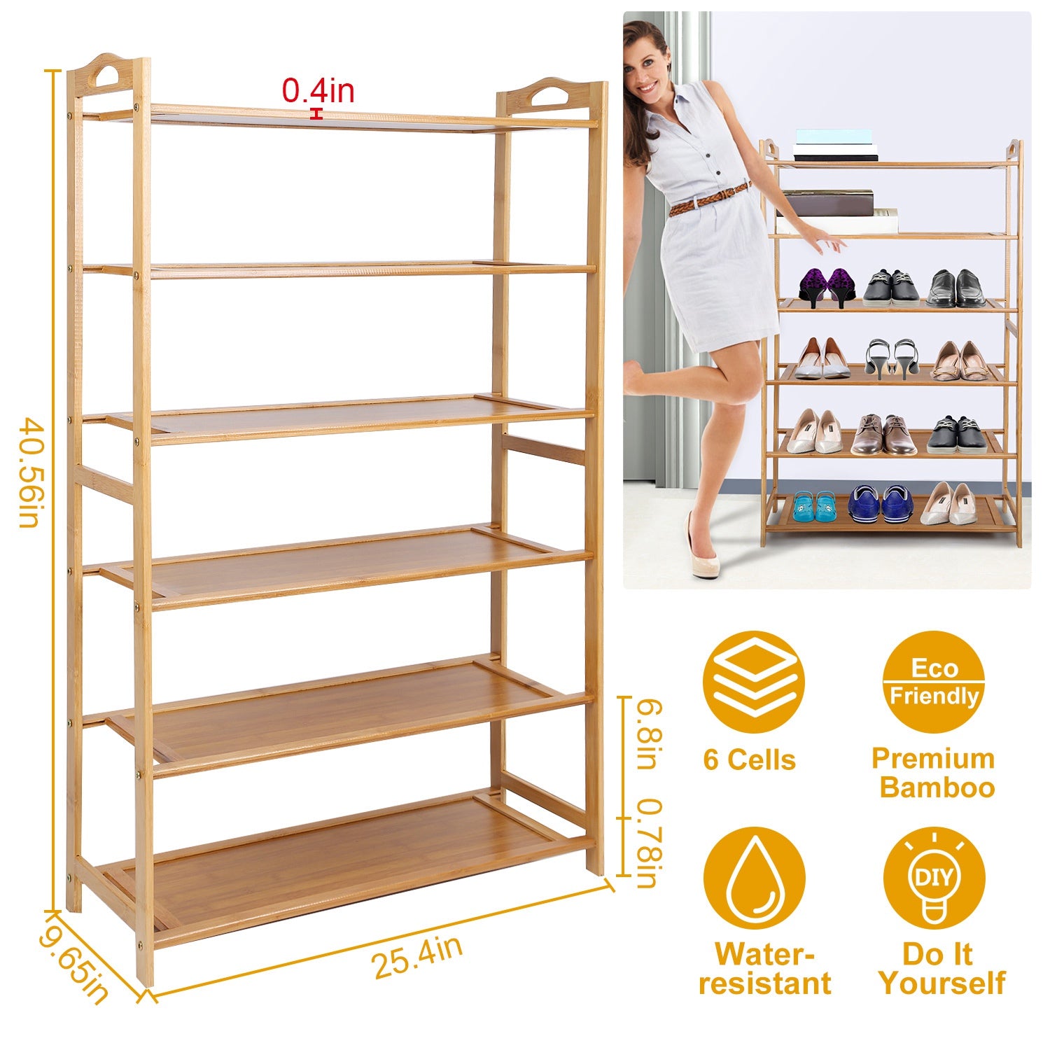 6 Tier Bamboo Shoe Rack Organizer Sale Big Discount