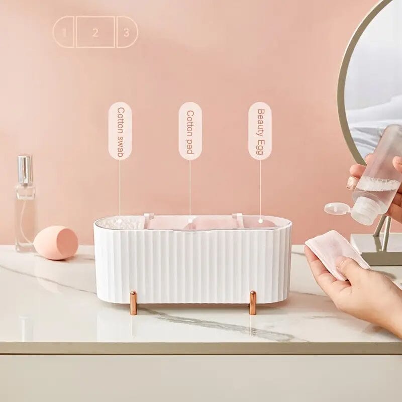 3 Compartments Cotton Swab Storage Box Discount Cheap Online